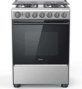 Midea Gas Cooker, 4 Burners, 60x60cm, Black